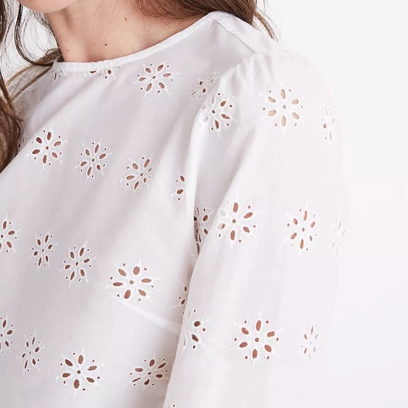 MADEWELL Eyelet Keyhole Peplum Top in Black - Picture 11 of 14